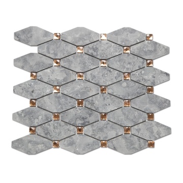 Babylon Grey Diamond Mirror Glass Long Octagon Mosaic Tiles