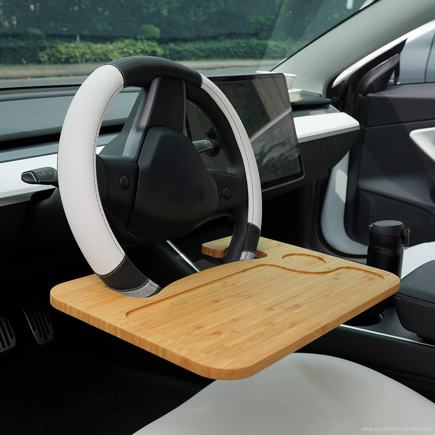 Car interior bamboo dining table