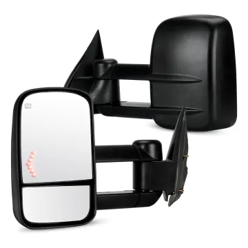Heated Tow Mirrors: Extendable Electric Towing Side Mirrors with Signal Lights for GMC Sierra and Chevrolet Silverado (2003-2006)