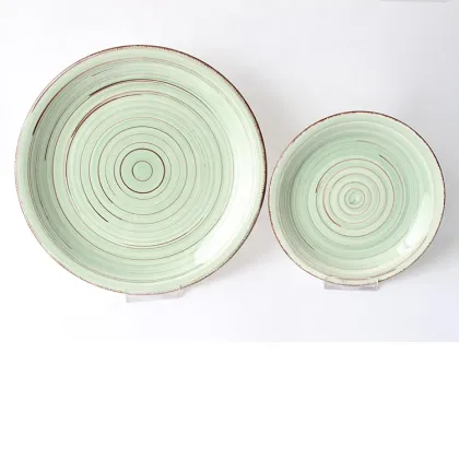 Living Art 12PCS Handmade Stoneware Dinnerware Sets