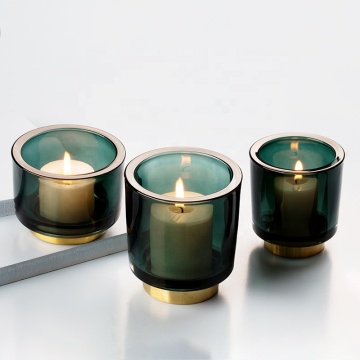 Colored Candle Jar with Metal Bottom and Custom Logo Glass Holder