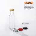 Fruit juice sauce glass bottle with metal lid