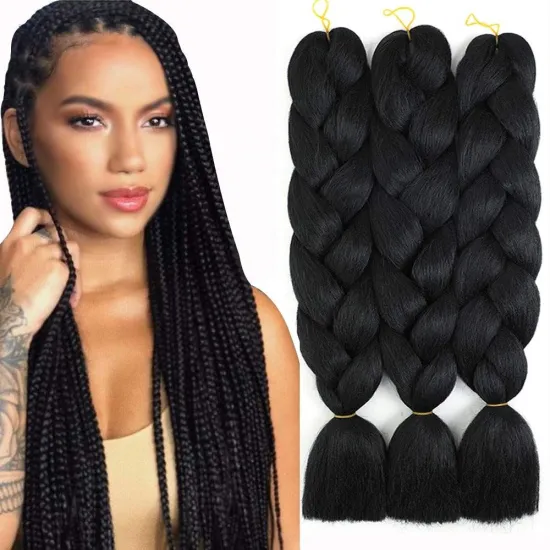 Wholesale Synthetic Braiding 40 colors Single colorJumbo Braiding Hair Extensions Braiding Hair 24 Inch Synthetic Hair for Women