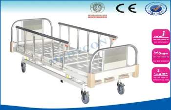 Manual Medical Bed , Icu Bed With Aluminium Head Foot Board And Guardrails