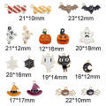 Julie Wang 18PCS Enamel Halloween Charms Mixed Candy Ghost Pumpkin Bat Spider Cat Hat Alloy Pendant Jewelry Making Accessory