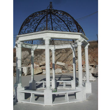 White Garden Marble Gazebo with Easy and Simple Design