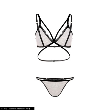 Ensemble 2 pièces string bikini triangle en dentelle sur mesure