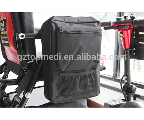 Topmedi aterproof Wheelchair Armrest Pannier Bag Interior Zipper & 2 Exterior Hook & Loop Tape Scooter Bag