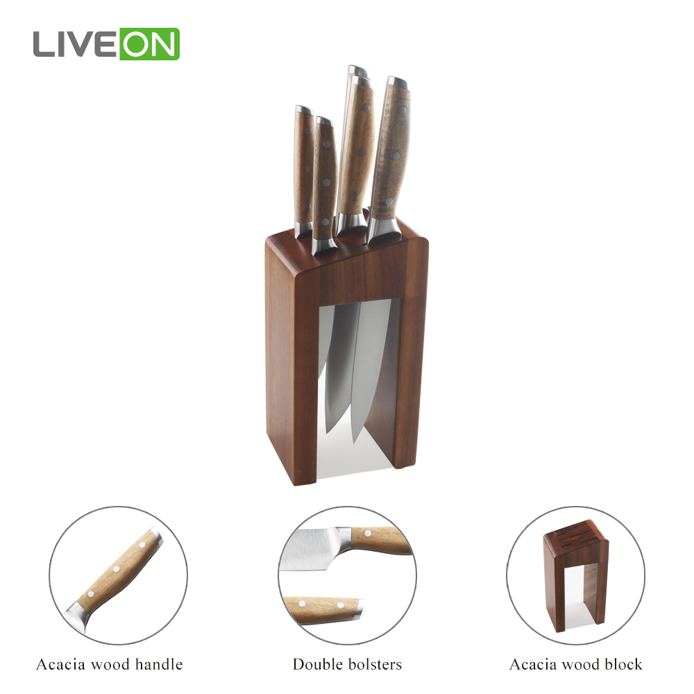 Coltello da cucina 6 pezzi con blocco di legno