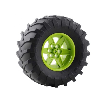 4PCS MOC Technical Tire Wheel Hub Building Block DIY Car Truck Tires (Gray/Green) - 23798/15038, 107*44mm