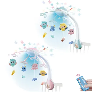 Multi-Function Baby Bedding: Remote Control Projector, Night Light, Musical Crib Mobile with Bell and Hanging Toys