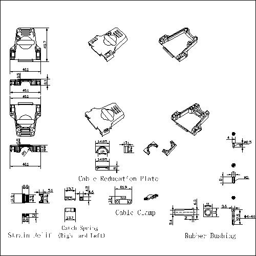 DBZHT-15X1 D-SUB METAL HOODS，15P,Straight,Harting TYPE