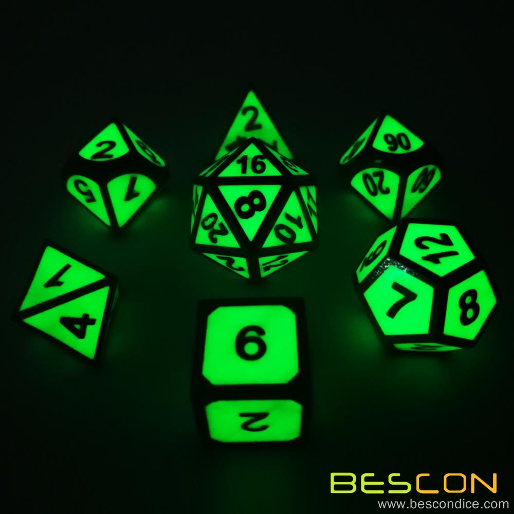 Super Glow in Dark Metal Polyhedral D&D Dice