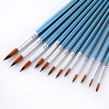 12Pcs/Lot Paint Brush Oil Painting Brushes Watercolor Gouache Paint Brushes Nylon Hair Different Size Artist Fine Art Supplie