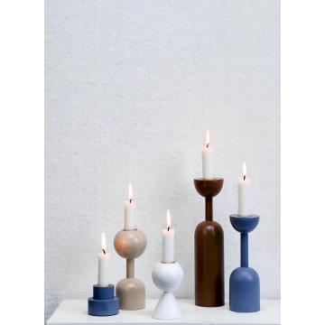 Candlestick Holder Set Wooden Multicolor Candle Holder Manufactory