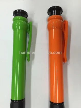 green and orange giant retractable plastic pen