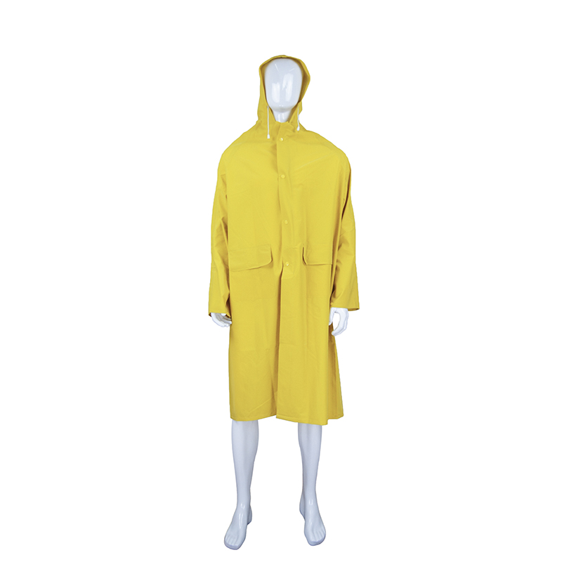 wodoodporny płaszcz przeciwdeszczowy o długości 120 cm z żółtego PVC