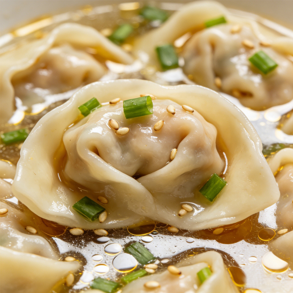 Вкусные кустарные вонтоны из свинины с сельдереем ручной работы