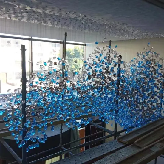 Luxury LED Modern Glass Blue Chandelier for Hotel Lobby and Restaurant Decoration