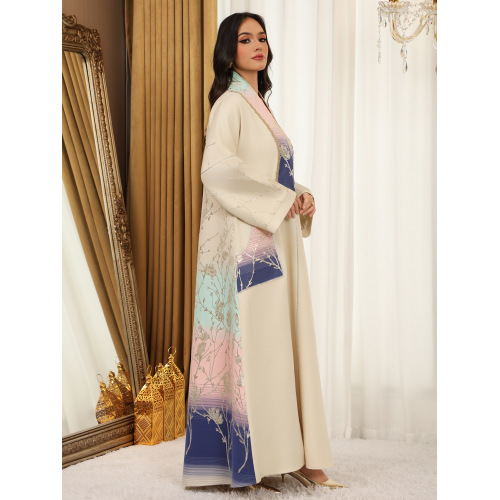 Gradient Jacquard V-Neck Jalabiya Abaya برای زنان