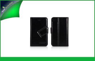 Custom Black Vertical Leather Cell Phone Cases For Iphone 4