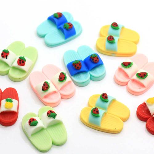 New Arrived Kids Fruit Slipper Resin Cabochon Colorful Artificial Craft Children Jewelry Ornament Making