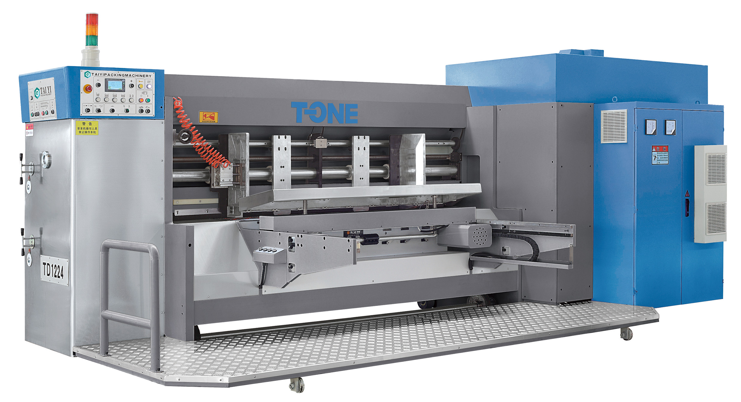 Unidad de alimentación de borde de ataque para una máquina de impresión de cajas de cartón corrugado