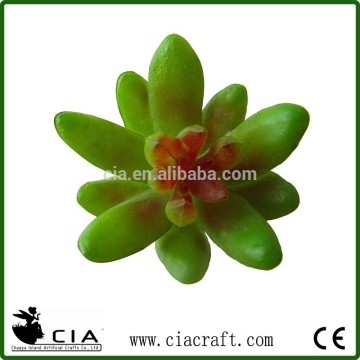 Plastic Small Artificial Plant Succulent Branch in Green with Red Heart