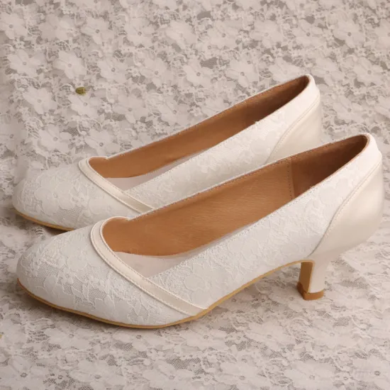 Beige Heels for Women Ivory Lace