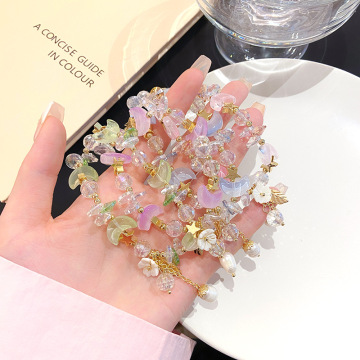 Shiny Crystal Beads and Zircon Inlaid Rose Quartz Stone Beaded Bracelet for Women