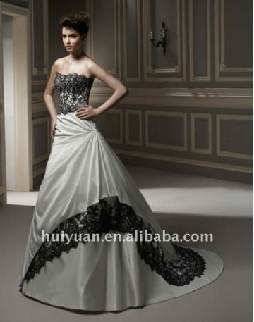 Custom made black and white wedding dresses