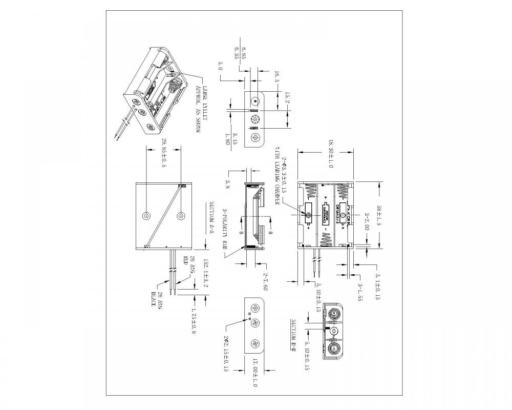 3 Teile AA Batteriehalter mit Drähten