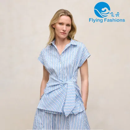 Blue and white striped tie shirt