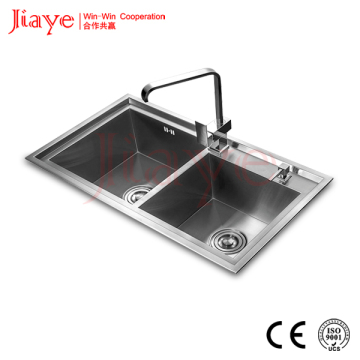 custom size kitchen sink double bowl with square corner JY-8246L