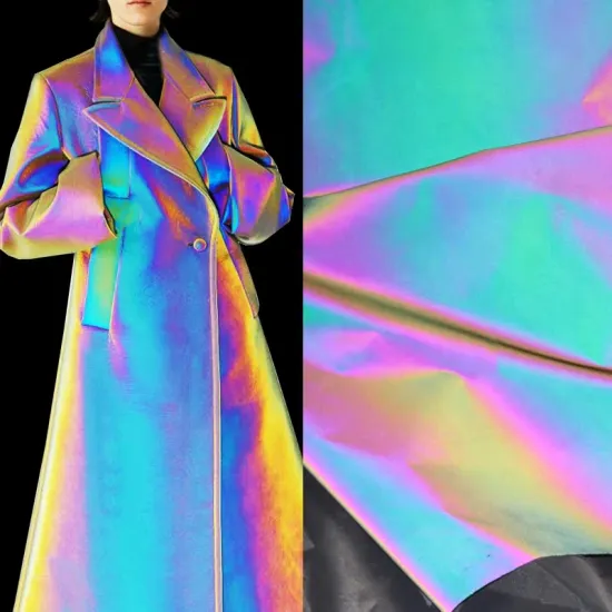 Iridescent Light Reflect Fabric Gradient luminous Cloth DIY Jacket Coat Athletic Wear Background Decor Designer Fabric
