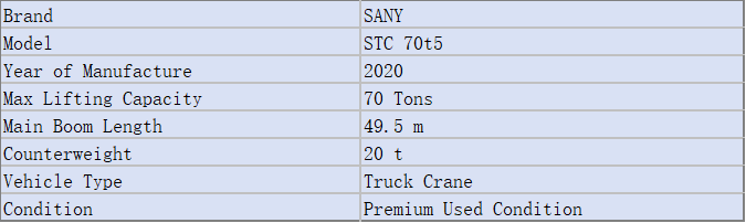 SANY 70TON TRUCK CRANE