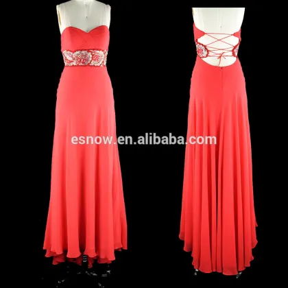 2016 Wholesale Sexy Sweetheart Beaded Lace up Fashion Evening Dress for Ladies