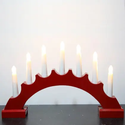 Christmas Decoration B/O Red Wooden Candle Bridge