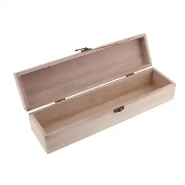 Unfinished Wooden Box with Hinged Lid and Lock