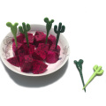 6pcs/pack Plastic Fruit Forks Green Cactus & Black Cat Toothpick Kids Tableware Fruit Fork Food Picks