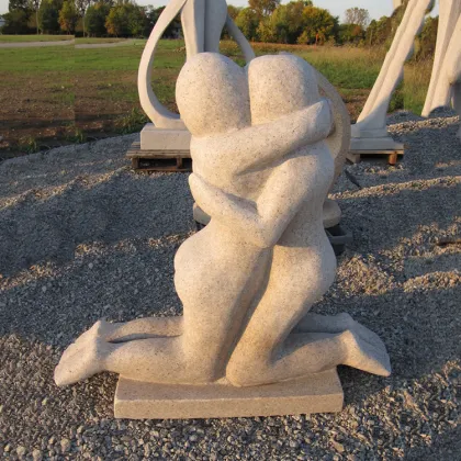 New design abstract stone life size figure huging sculpture