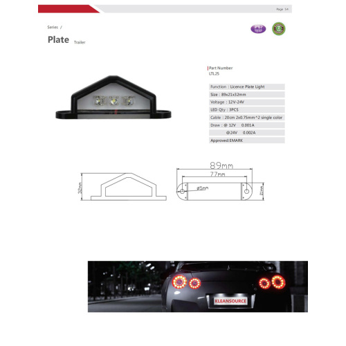 12-24 વી એલ્યુમિનિયમ કાર વેન બસ ટ્રેલર આરવી એલઇડી પ્લેટ લાઇસન્સ લાઇટ