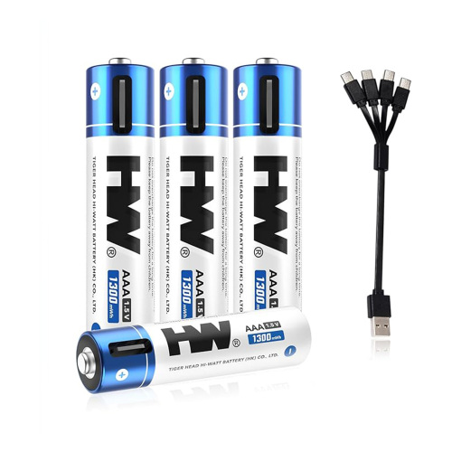 باتری لیتیومی قابل شارژ 4PCS 1.5V AAA 1300mWh USB-C