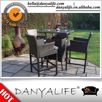 DYBAR-D541F Danyalife 2015 New Outdoor Poly Rattan Garden Bar Stool and Table Set