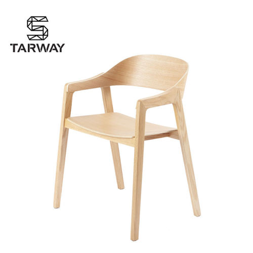 Italian Design Restaurant Shop Coffee Dining Plywood Seat Wood Dining Chairs With Arm