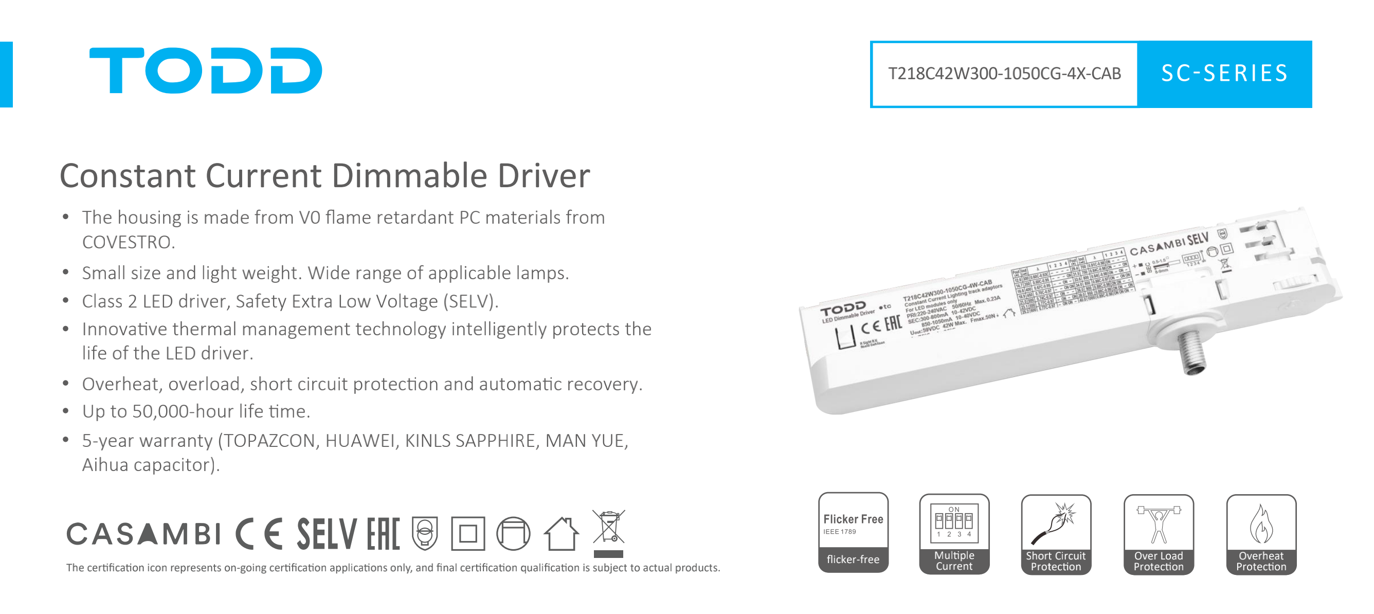 led driver T218C42W300-1050CG-4X-CAB