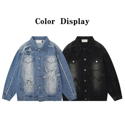 Trendy Brand Men's Denim Jacket - American Star Patch Oversize Vintage Unisex Jean Style Jacket
