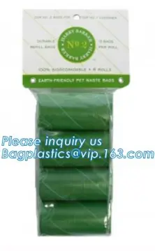 Corn Starch Dog Poop Waste bags, biodegradable dog waste bags with dispenser and leash clip
