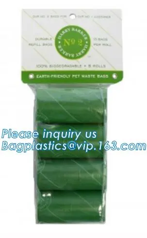 Corn Starch Dog Poop Waste bags, biodegradable dog waste bags with dispenser and leash clip