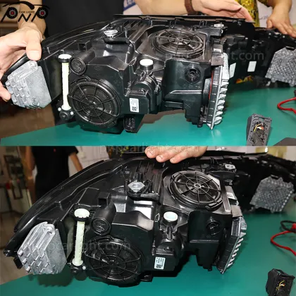 Black LED headlights for BMW 3'LCI